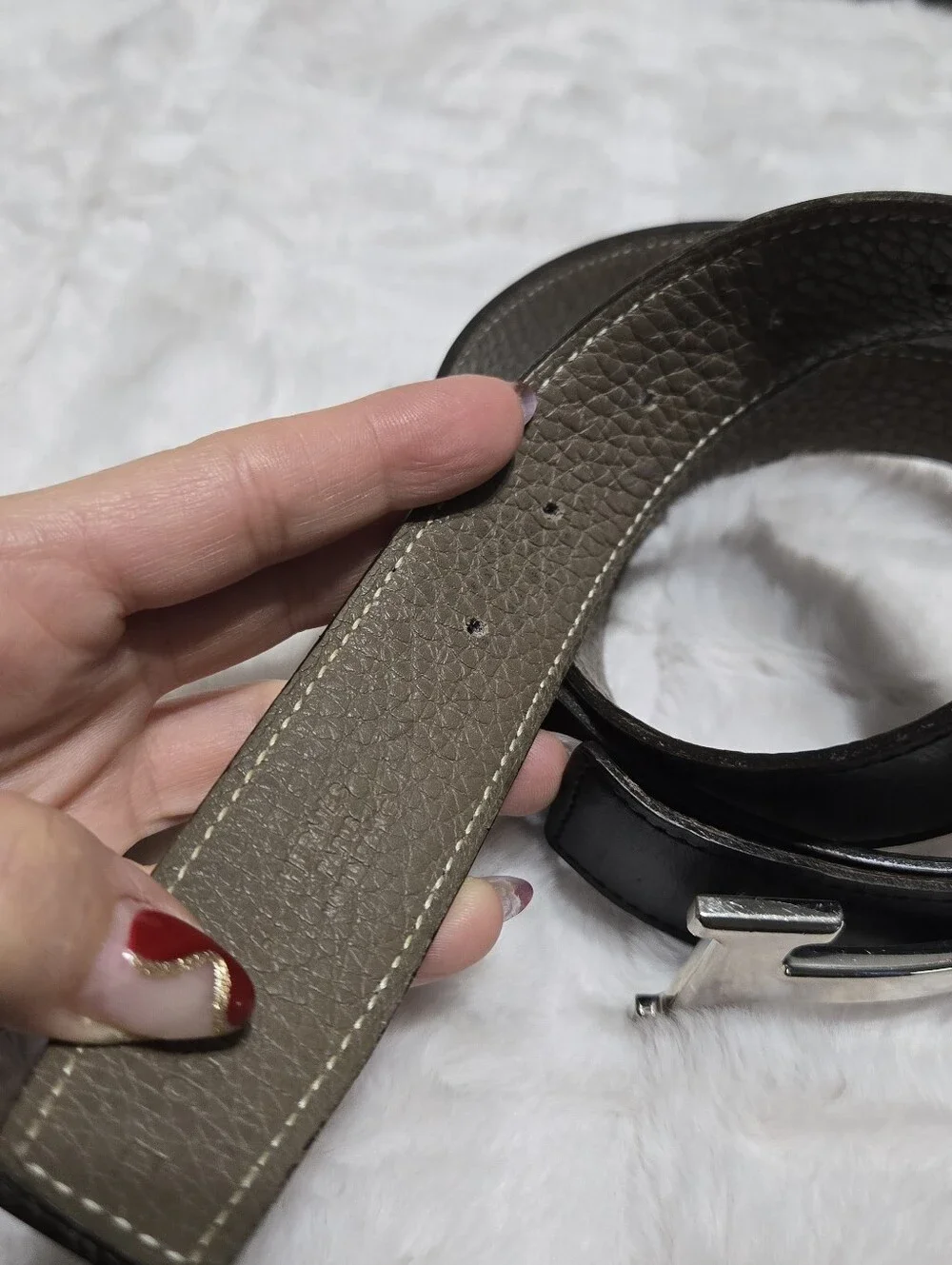 Hermes Reversible Belt Black / Gray  31 to 38!